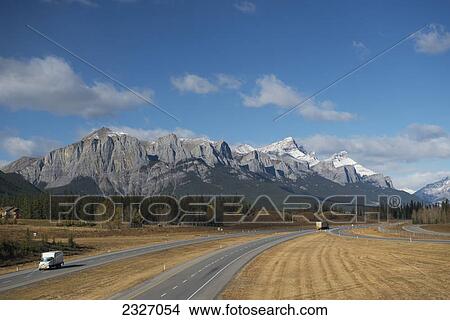Picture - Highway through banff national park; Alberta canada. Fotosearch
