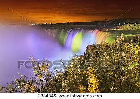 Horseshoe Falls lit up at night; Niagara Falls, Ontario, Canada View Large Photo Image Stock Photography - Horseshoe Falls lit up at night; Niagara Falls, Ontario, Canada. Fotosearch