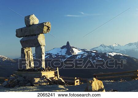 Stock Image - Inukshuk Statue At The Peak On Whistler Mountain, Whistler, Bc, Canada. Fotosearch