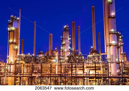 Lights On Oil Refinery At Night; Canada, Alberta View Large Photo Image Stock Photo - Lights On Oil Refinery At Night; Canada, Alberta. Fotosearch
