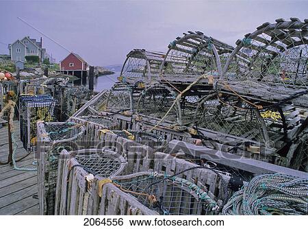 Stock Photograph - Lobster Traps Near Peggy's Cove, Nova Scotia Canada. Fotosearch
