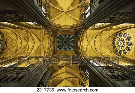 Stock Photograph - Looking Up At A Cathedral Ceiling; Truro Cornwall England. Fotosearch