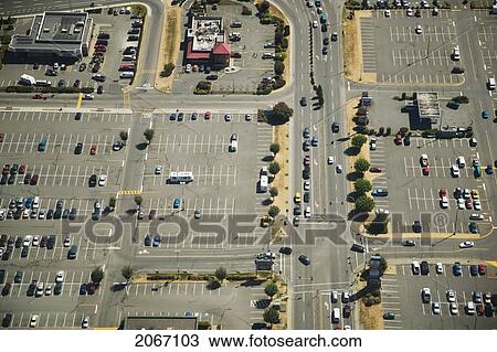 Stock Image - Mall, Parking Lot, Aerial View, Fraser Valley, B. C.. Fotosearch