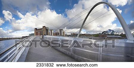 Stock Image - Millenium bridge; Gateshead tyne and wear england. Fotosearch