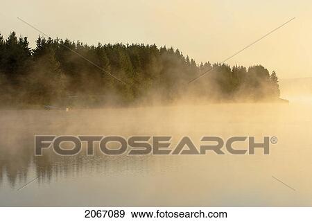 Mist At Étang-À-La-Truite (Trout Pond), Gaspe Peninsula, Quebec View Large Photo Image Stock Photo - Mist At Étang-À-La-Truite (Trout Pond), Gaspe Peninsula, Quebec. Fotosearch