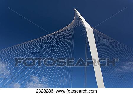 Modern suspension bridge for a light rail train; Jerusalem israel View Large Photo Image Stock Photograph - Modern suspension bridge for a light rail train; Jerusalem israel. Fotosearch