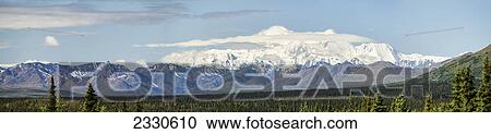 Stock Image - Mount mckinley viewed from george parks highway; Alaska united states of america. Fotosearch
