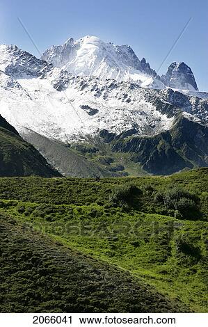 Stock Image - Mountain Peaks, Les Drus And La Verte, Col De Balme, Chamonix, France. Fotosearch