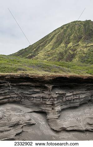 Stock Image - Mountain strata along south shore drive; Oahu hawaii united states of america. Fotosearch