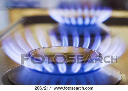 Stock Photo - Natural Gas Stove Burner, West Vancouver, B. C.. Fotosearch
