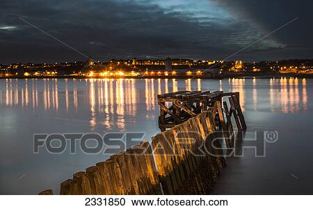 Stock Image - Old pilot jetty; South shields tyne and wear england. Fotosearch