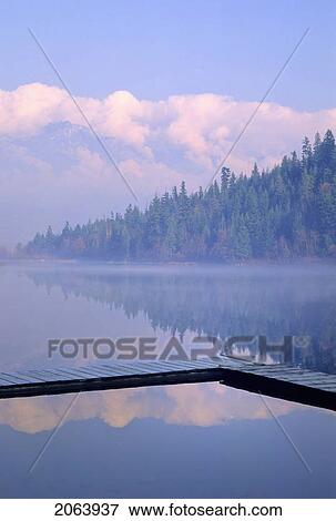 One Mile Lake, Near Pemberton, Bc In Early Morning Mist View Large Photo Image Stock Photo - One Mile Lake, Near Pemberton, Bc In Early Morning Mist. Fotosearch