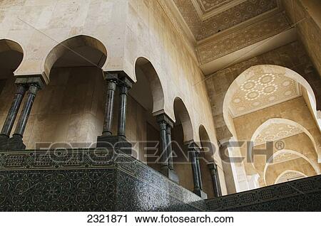 Ornate Facade On Walls With Arches And Pillars In Hassan Ii Mosque; Casablanca Morocco View Large Photo Image Stock Image - Ornate Facade On Walls With Arches And Pillars In Hassan Ii Mosque; Casablanca Morocco. Fotosearch