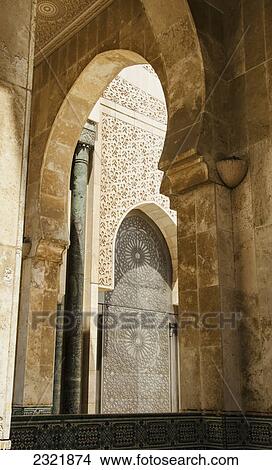 Picture - Ornate Facade On Walls With Arches In Hassan Ii Mosque; Casablanca Morocco. Fotosearch