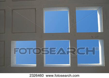 Pattern of squares on a ceiling with a view of the blue sky; Malaga andalusia spain View Large Photo Image Stock Image - Pattern of squares on a ceiling with a view of the blue sky; Malaga andalusia spain. Fotosearch