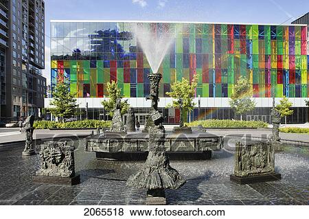 Place Jean-Paul-Riopelle, The Joust Sculpture Fountain, And Palais Des Congres De Montreal, Montreal Convention Centre, Quebec, Canada View Large Photo Image Stock Photo - Place Jean-Paul-Riopelle, The Joust Sculpture Fountain, And Palais Des Congres De Montreal, Montreal Convention Centre, Quebec, Canada. Fotosearch