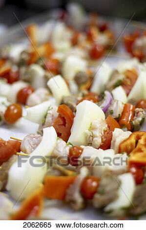 Precooked Chicken And Vegetable Shish Kabobs View Large Photo Image Stock Photography - Precooked Chicken And Vegetable Shish Kabobs. Fotosearch
