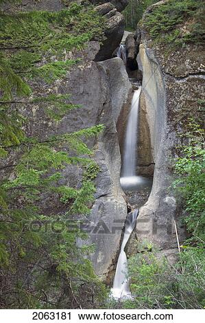 Stock Image - Punchbowl Falls, Mountain Creek, Jasper National Park, Alberta, Canada. Fotosearch