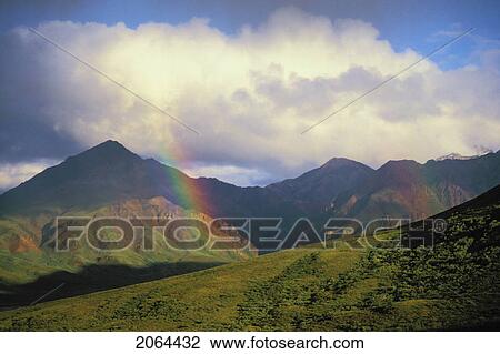 Rainbow Appears After Storm. Denali National Park, Alaska View Large Photo Image Stock Image - Rainbow Appears After Storm. Denali National Park, Alaska. Fotosearch