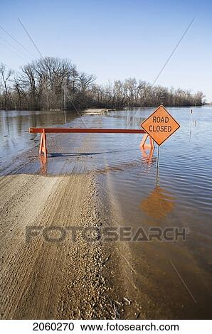 Road Is Closed Due To Red River Flooding In Rural Manitoba View Large Photo Image Stock Image - Road Is Closed Due To Red River Flooding In Rural Manitoba. Fotosearch