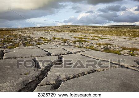 Stock Photo - Rock slabs on the burren near fanore; County clare ireland. Fotosearch