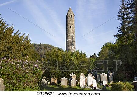 Round tower and cemetery; Glendalough county wicklow ireland View Large Photo Image Stock Image - Round tower and cemetery; Glendalough county wicklow ireland. Fotosearch