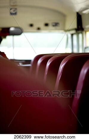 Stock Photo - Rows Of Seats In School Bus, Cypress Hills, Saskatchewan, Canada. Fotosearch