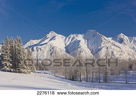 Scenic winter view of lazy mountain in the chugach mountains; Palmer alaska united states of america View Large Photo Image Stock Photo - Scenic winter view of lazy mountain in the chugach mountains; Palmer alaska united states of america. Fotosearch