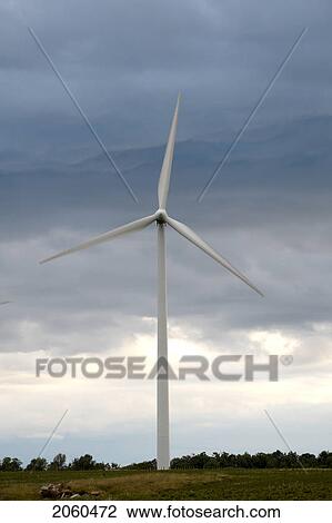 Stock Image - Single Wind Turbine, Tiverton, Bruce Peninsula, Ontario. Fotosearch