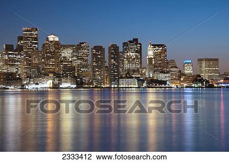 Skyline of boston at dusk; Boston massachusetts united states of america View Large Photo Image Stock Image - Skyline of boston at dusk; Boston massachusetts united states of america. Fotosearch