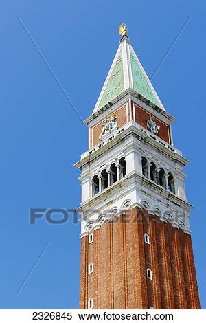 Stock Photography - St mark's bell tower in st mark's square; Venice italy. Fotosearch
