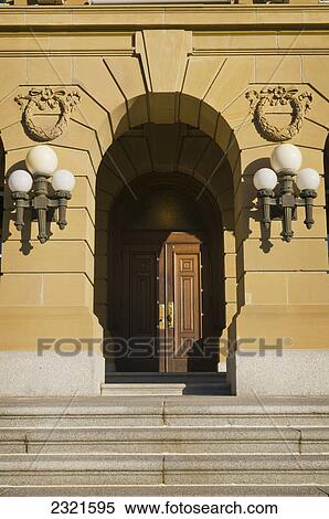 Stock Photography - Stone Architecture And Doorway Detail; Edmonton Alberta Canada. Fotosearch