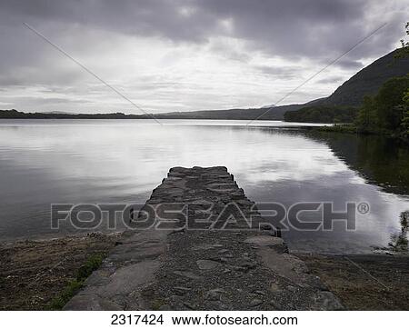 Picture - Stone Dock At Muckross Lake Killarney National Park; Killarney County Kerry Ireland. Fotosearch