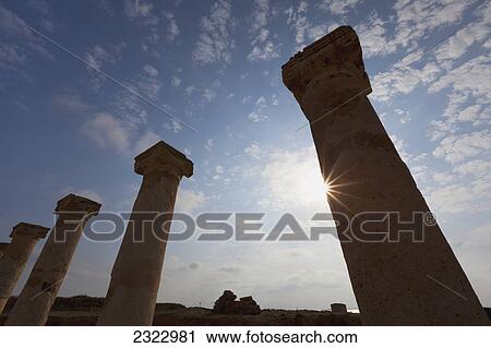 Sunlight shining on a row of columns; Paphos cyprus View Large Photo Image Stock Image - Sunlight shining on a row of columns; Paphos cyprus. Fotosearch