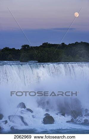The American Falls At Dusk With Full Moon - Niagara Falls -New York Usa View Large Photo Image Stock Photo - The American Falls At Dusk With Full Moon - Niagara Falls -New York Usa. Fotosearch