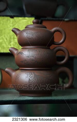 Three Stacking Chinese Teapots; China View Large Photo Image Stock Photograph - Three Stacking Chinese Teapots; China. Fotosearch