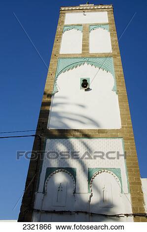 Stock Photograph - Tower With Decorative Facade In Old Medina; Casablanca Morocco. Fotosearch