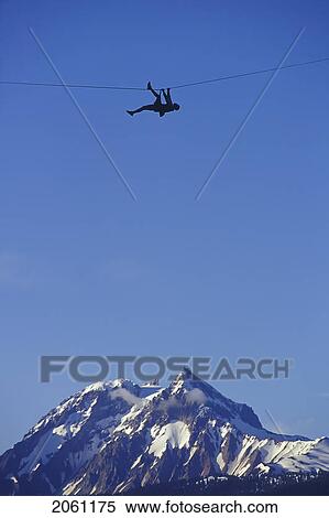 Stock Photography - Traversing Between Two Peaks, Squamish, Bc, Canada. Fotosearch