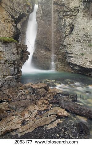 Stock Photo - Upper Falls, Johnson Canyon, Banff National Park, Alberta, Canada. Fotosearch