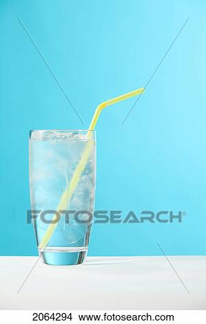 Very Full Glass Of Water With Ice And Yellow Drinking Straw View Large Photo Image Picture - Very Full Glass Of Water With Ice And Yellow Drinking Straw. Fotosearch