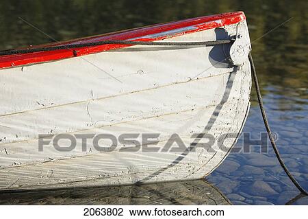 Stock Image - View Of Canoe At Bonaventure River At Sunrise, Gaspesie, Quebec. Fotosearch