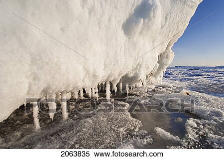 Stock Photography - View Of Ice Floe And St. Lawrence River, Cap-Chat, Gaspesie, Quebec. Fotosearch