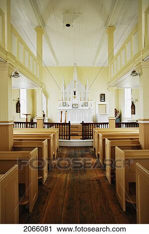 Stock Image - View Of Inside Of Holy Trinity Roman Catholic Church, Trinity, Newfoundland, Canada. Fotosearch
