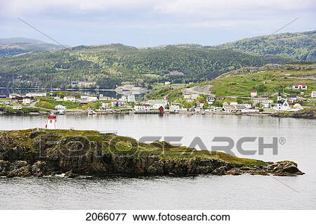 Stock Photo - View Of Lighthouse And Village, Trinity, Newfoundland, Canada. Fotosearch