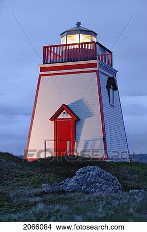 View Of Lighthouse At Twilight, Trinity, Newfoundland, Canada View Large Photo Image Picture - View Of Lighthouse At Twilight, Trinity, Newfoundland, Canada. Fotosearch