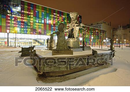 View Of Place Jean-Paul Riopelle, The Joust Sculpture Fountain, And Palais Des Congres De Montreal, Quebec, Canada View Large Photo Image Stock Image - View Of Place Jean-Paul Riopelle, The Joust Sculpture Fountain, And Palais Des Congres De Montreal, Quebec, Canada. Fotosearch