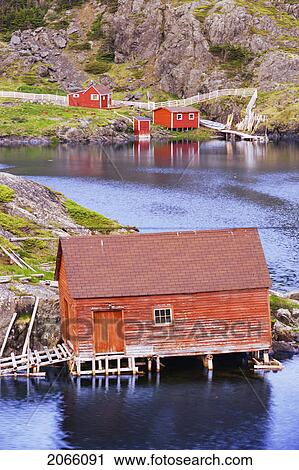 Stock Image - View Of Village And Harbour, Salt Harbour Island, Newfoundland, Canada. Fotosearch