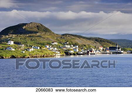 Stock Image - View Of Village At Sunrise, Trinity, Newfoundland, Canada. Fotosearch