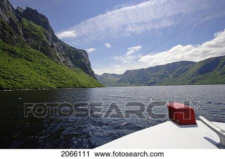 Stock Image - View Of Western Brook Pond From Boat Tour, Gros Morne Np, Newfoundland, Canada. Fotosearch