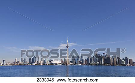 View over lake ontario towards downtown toronto and the cn tower; Toronto ontario canada View Large Photo Image Stock Photography - View over lake ontario towards downtown toronto and the cn tower; Toronto ontario canada. Fotosearch